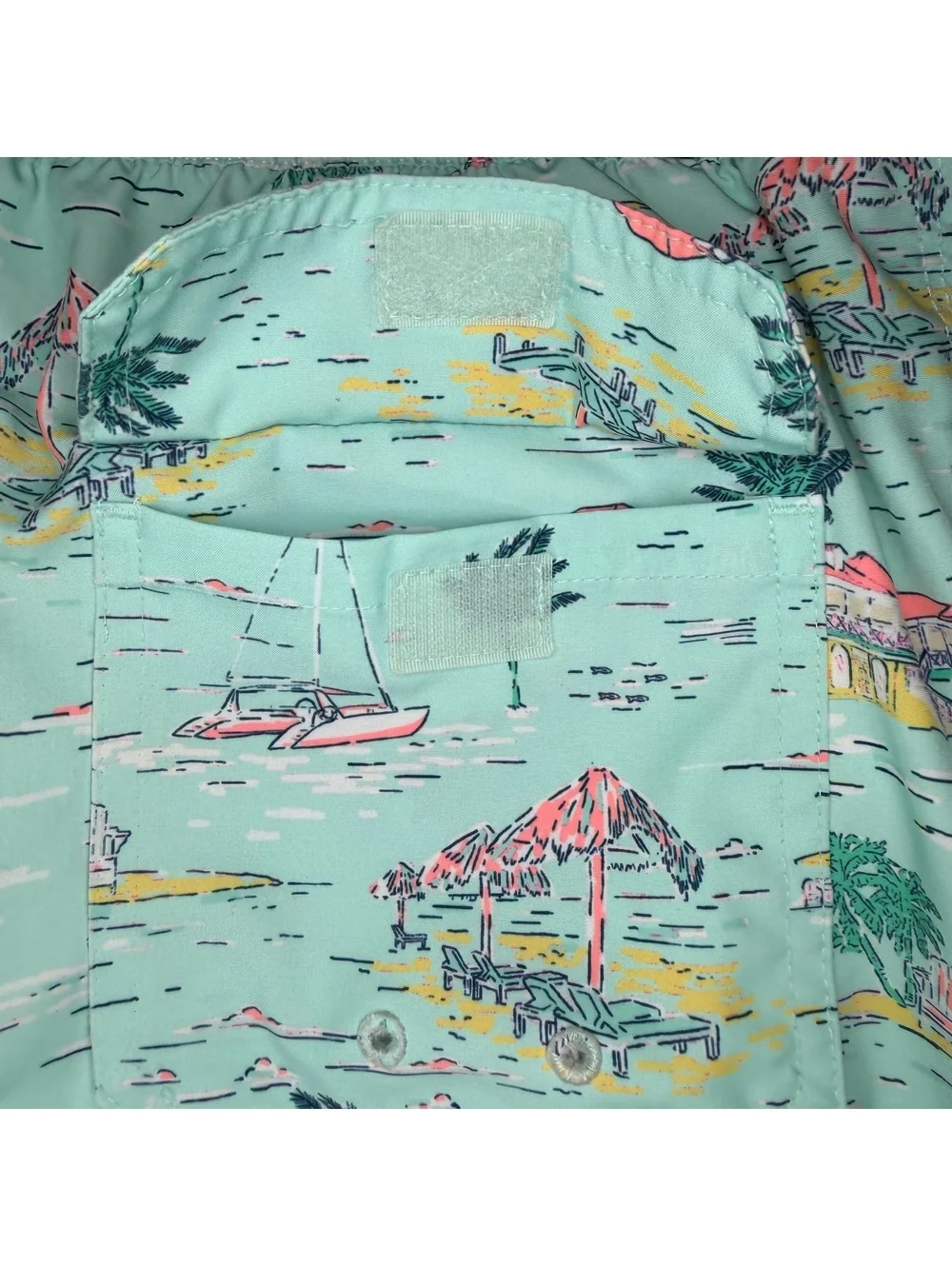 Vineyard Vines Chappy Swim Trunks Tropical Beach Youth Large Teal Lined